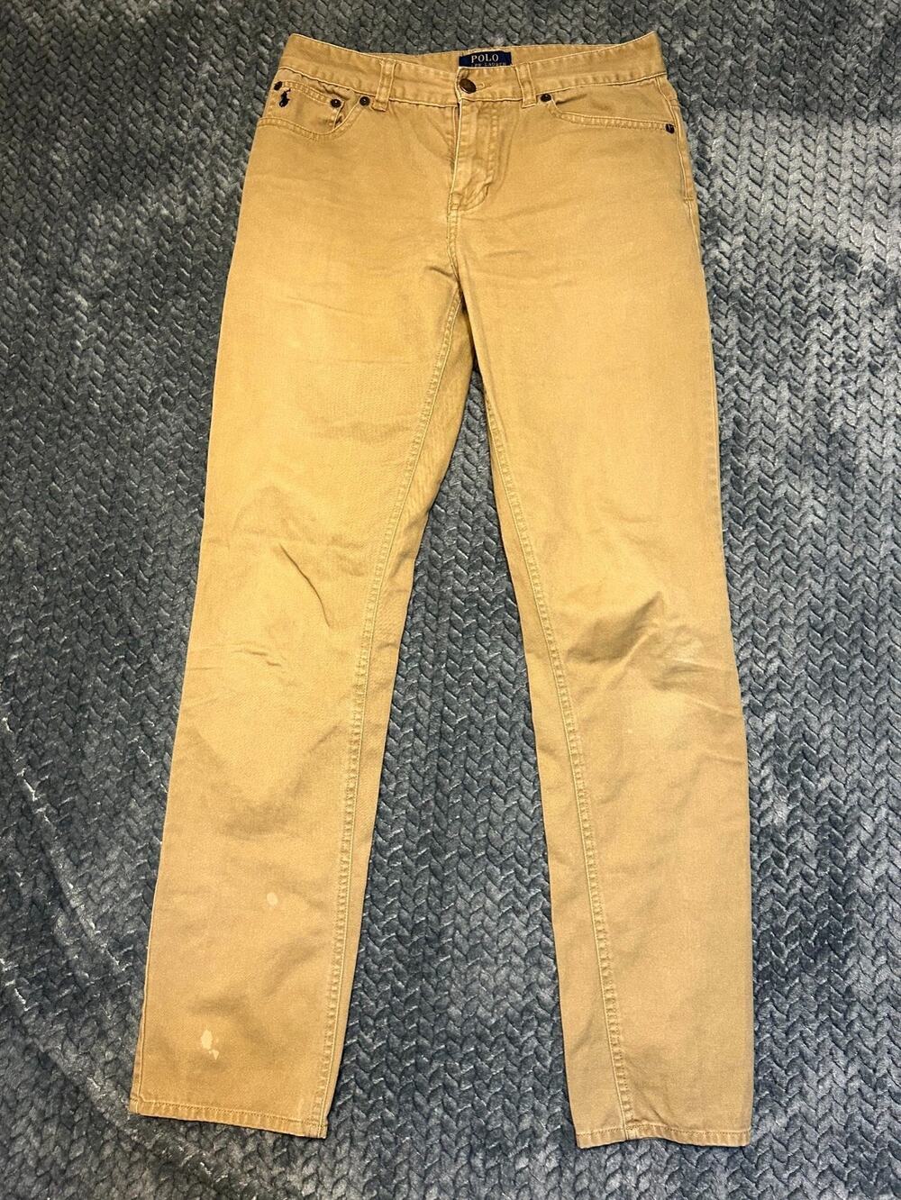 Polo Ralph Lauren Pants Boys 16 Tan 5-Pockets Embroidered Logo Straight Leg